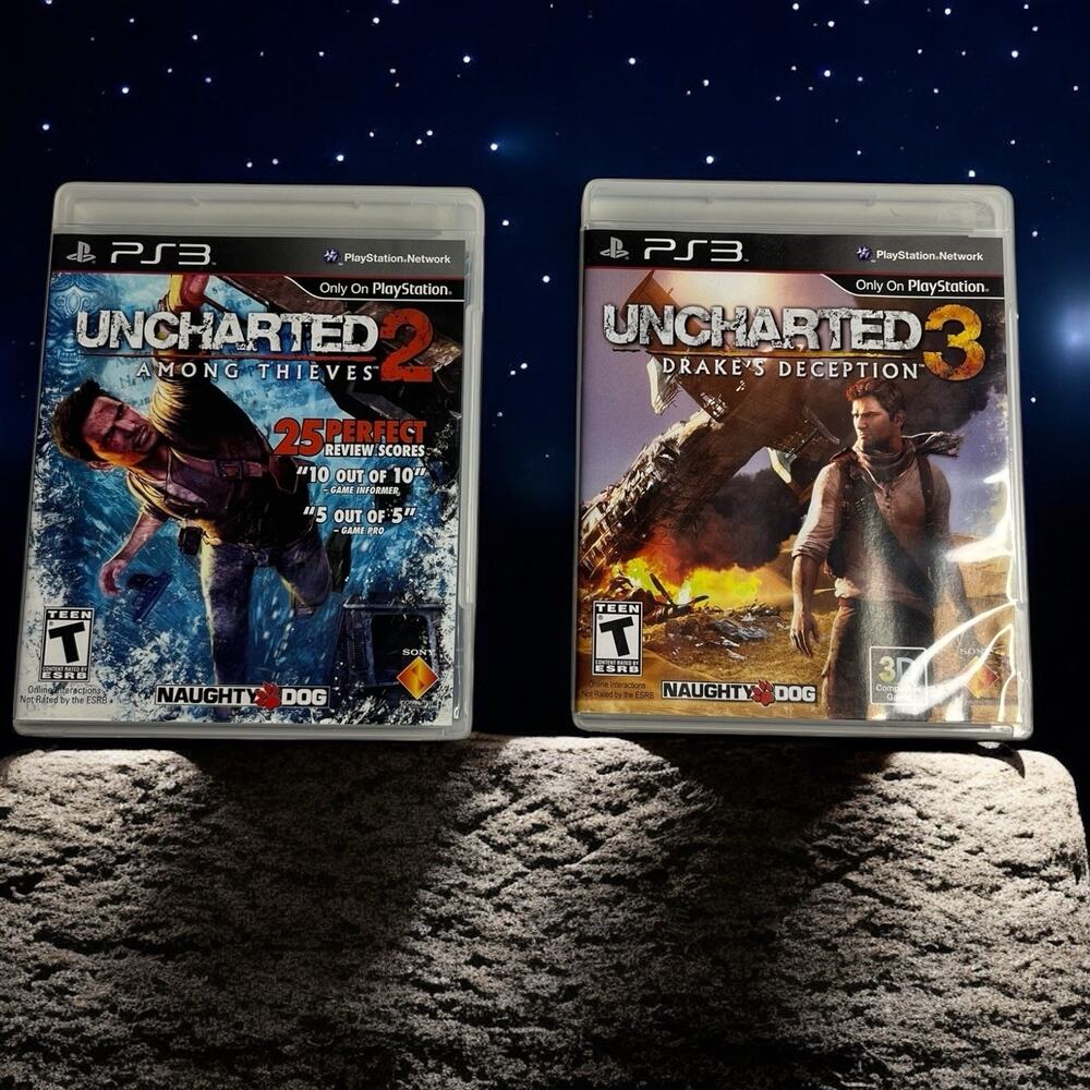 Uncharted 2 3 Video Game Sony PlayStation 3 PS3‎ CIB Complete Lot Bundle
